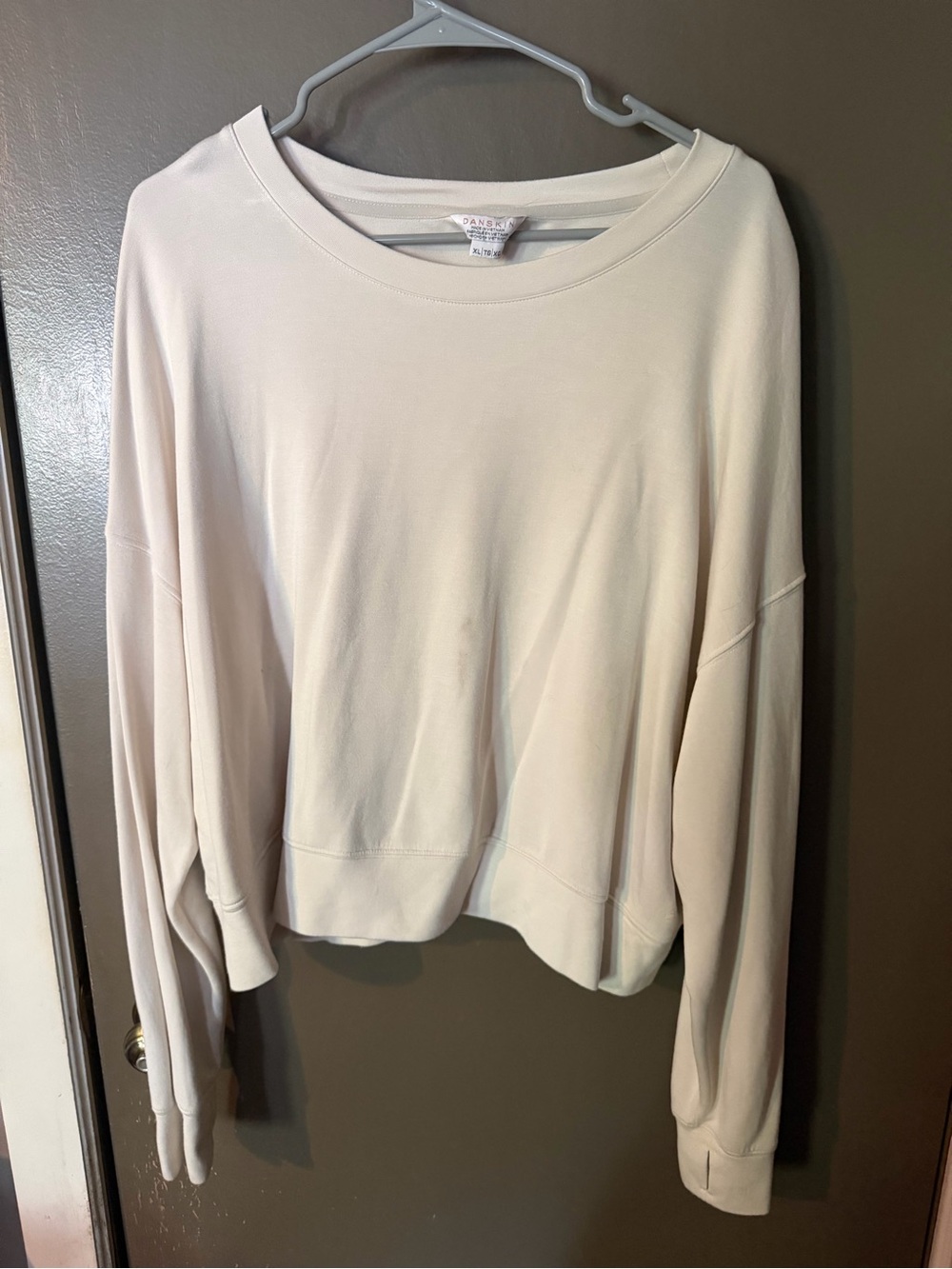 Danskin Cream Long-Sleeve Pullover Sweater